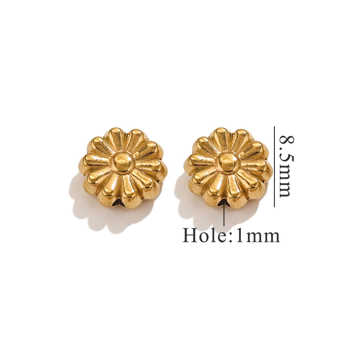 Gold color / 1 Piece Retro Style Flower Shape Stainless Steel  Gold Color Women's Pendant Picture6